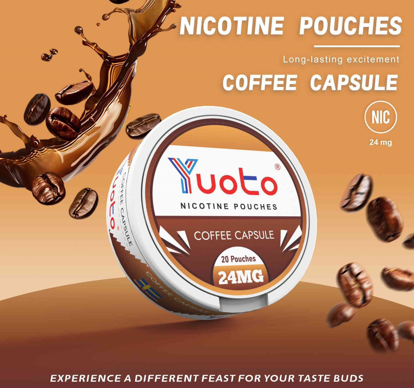 Vitt snus- kaffesmak. 24MG nikotin. 20 st snuspåsar. Tillverkad i Sverige.