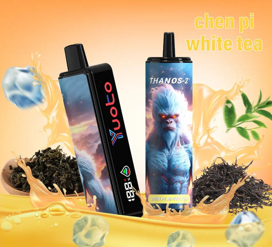 Laddningsbar vape med 10000 bloss och smak av chen pi vitt te.