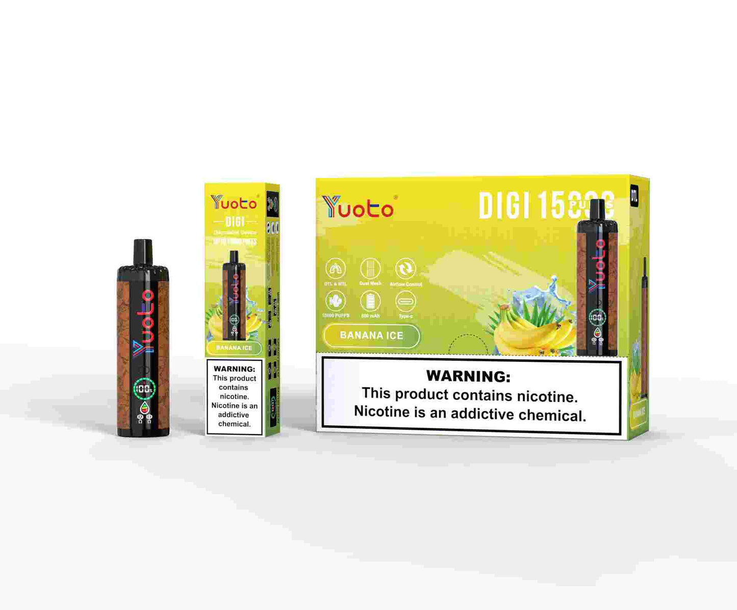 Laddningsbar vape med 15000 bloss-banana ice.