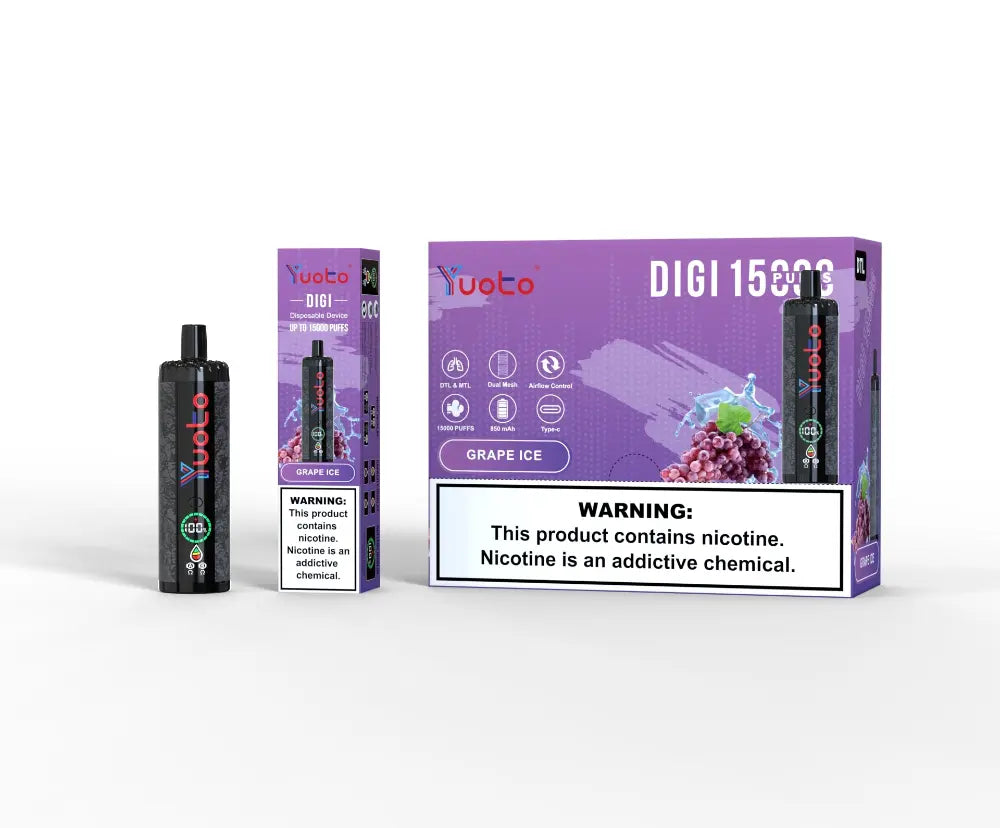 Laddningsbar vape med 15000 bloss. DiGi grape ice