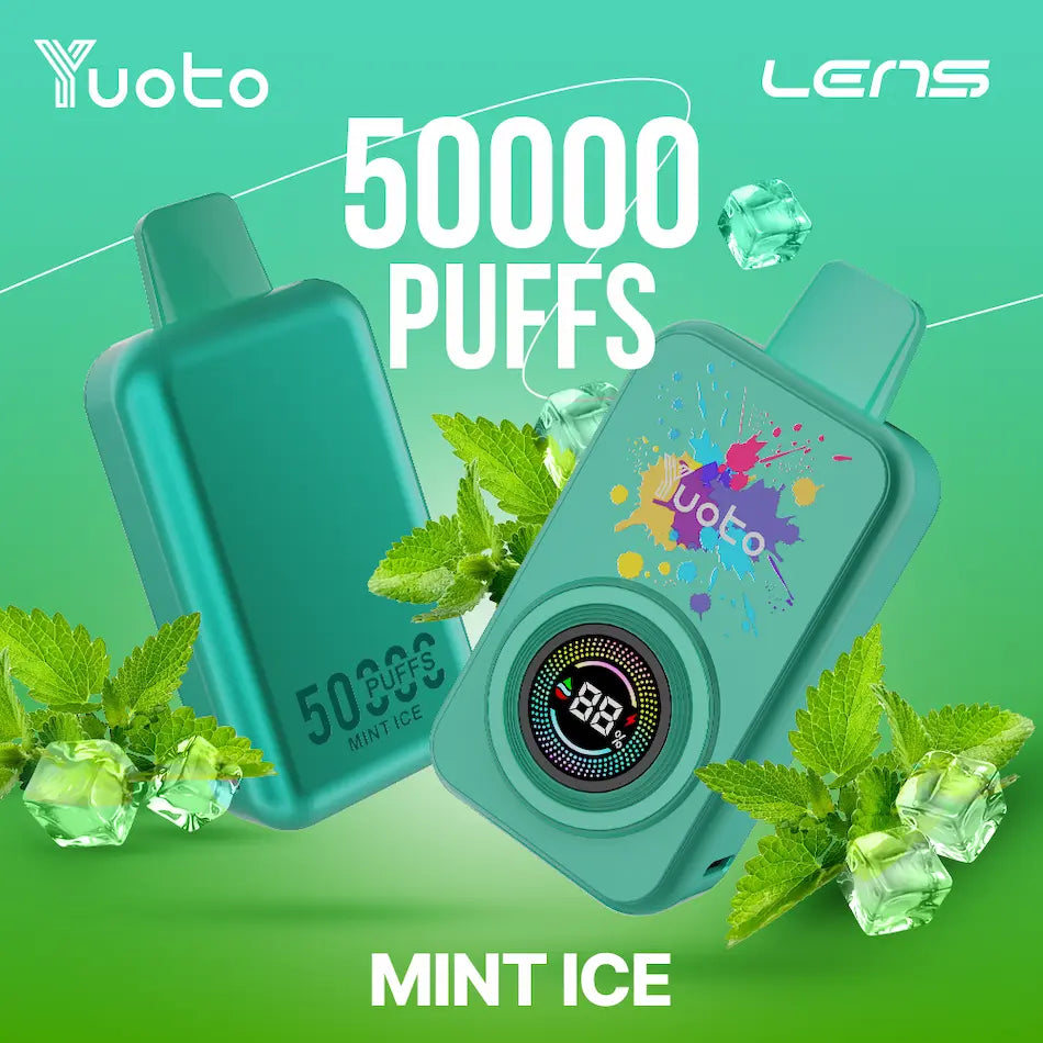 Laddningsbar vape med 50000 bloss och smak av mynta.