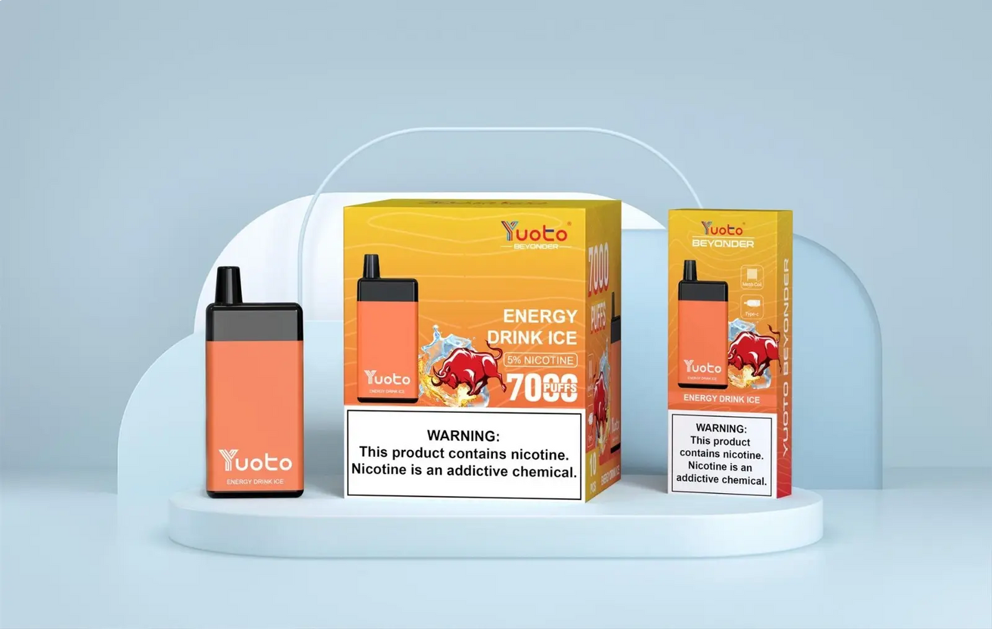 Beydonder 7000 bloss en laddningsbar vape med smak av mentol energi dryck.