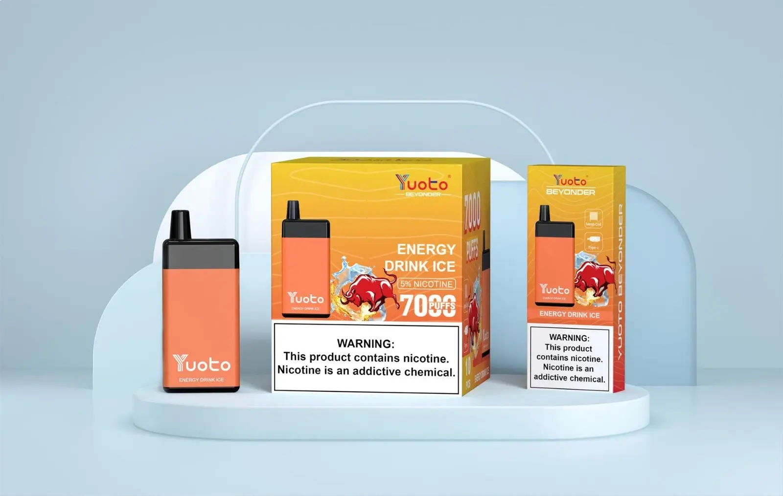 Beydonder 7000 bloss en laddningsbar vape med smak av mentol energi dryck.