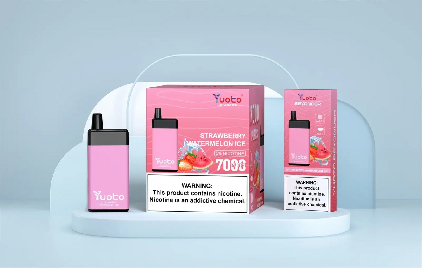 Vape Beyondner laddningsbar med 7000 bloss och smak av friskt jordgubb vattenmelon.