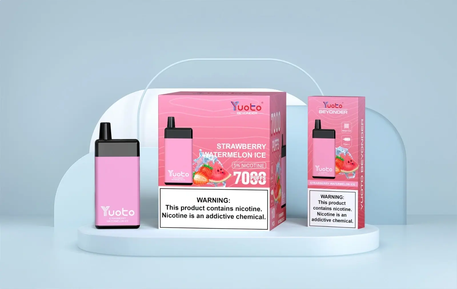 Vape Beyondner laddningsbar med 7000 bloss och smak av friskt jordgubb vattenmelon.