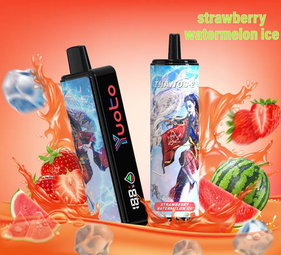 Laddningsbar vape med 10000 bloss och smak av Jordgubb och vattenmelon.
