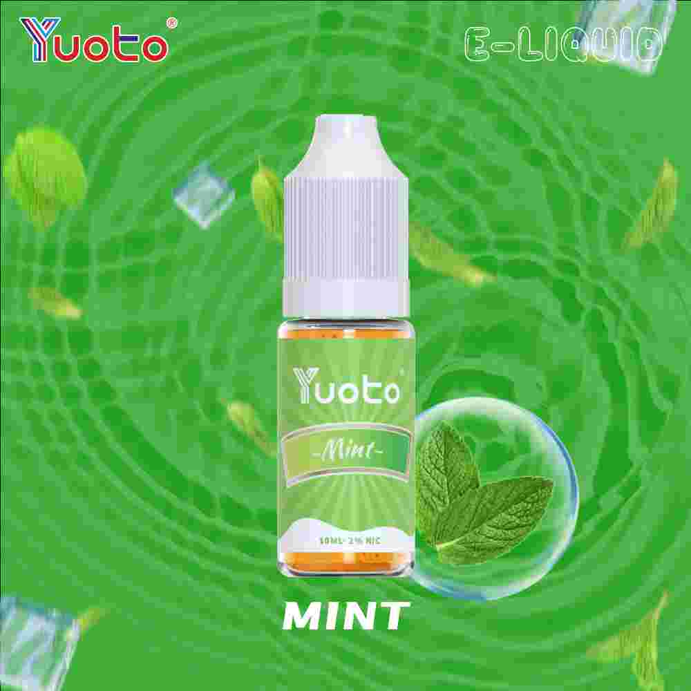 10 ml flaska med Vape juice i mynta smak, innehåller 35mg/ml (3,5%) nikotinsalt.