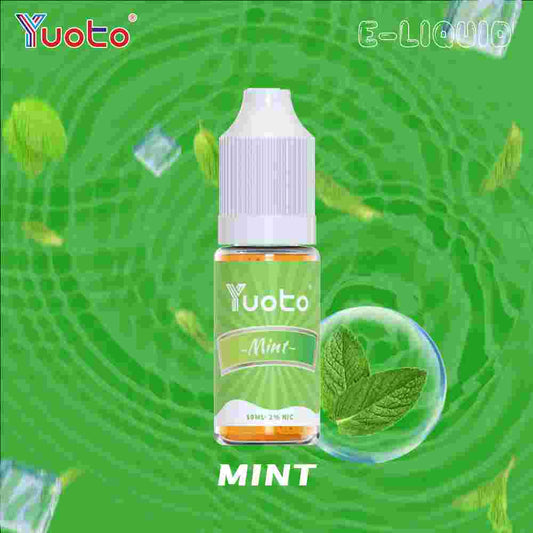 10 ml flaska med Vape juice i mynta smak, innehåller 35mg/ml (3,5%) nikotinsalt.