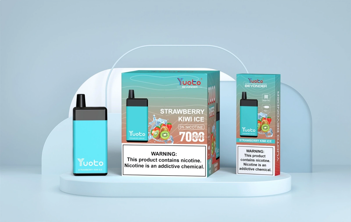 Vape med 7000 bloss och smak av jordgubbkiwi mentol från Beyonder.