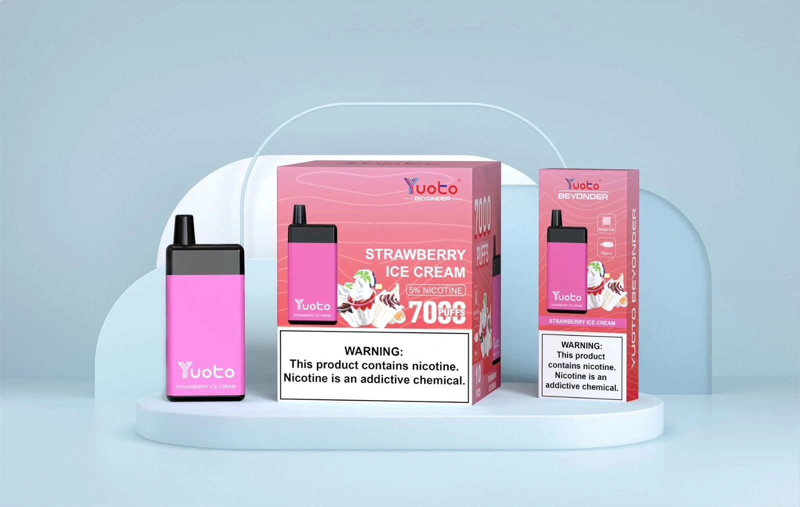 Vape Beyonder med 7000 bloss och smak av go jordgubbsglass.