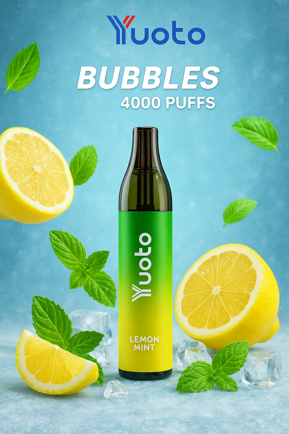 Vape med 4000 bloss och smak av citron och mynta. 