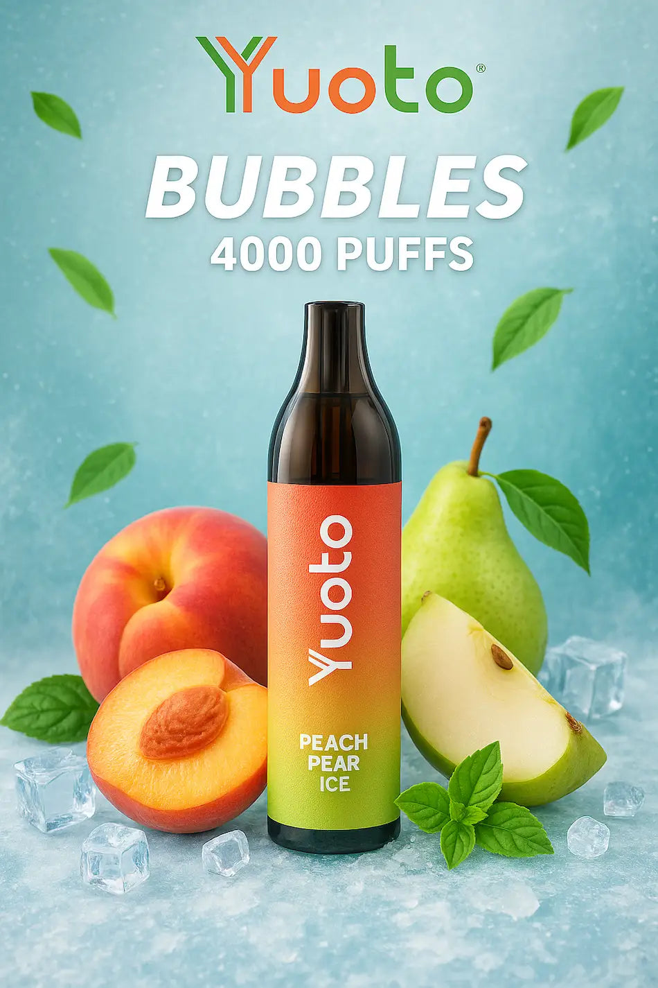 Vape med 4000 bloss och smak av persika och päron. 