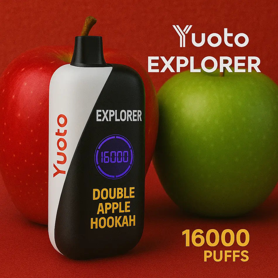 vape med 16000 bloss och smak av dububle apple hookah.