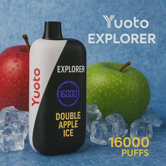 Vape med 16000 bloss och smak av dubbel äpple. 