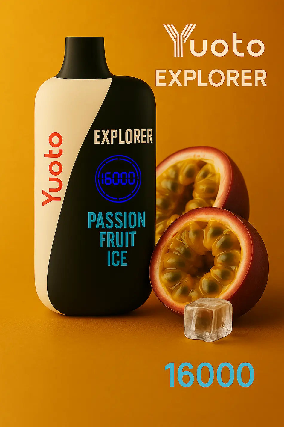 Vape med 16000 bloss och smak av passionsfrukt. 