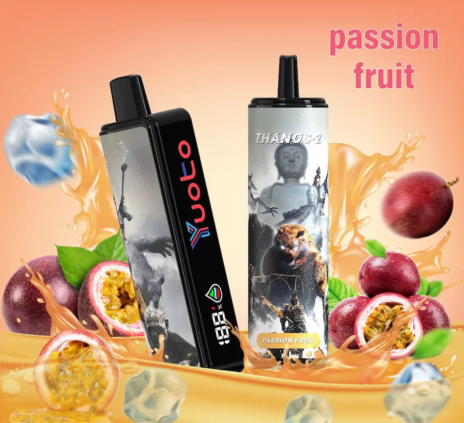 Laddningsbar vape med 10000 bloss och smak av passionsfrukt. 