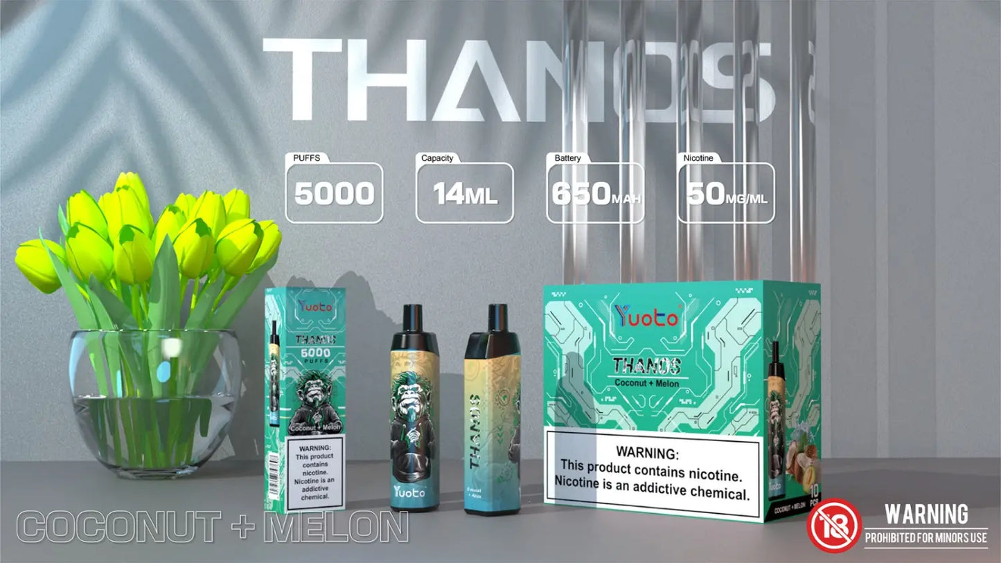 Thanos vape med 5000 bloss och smak av coconut & melon.