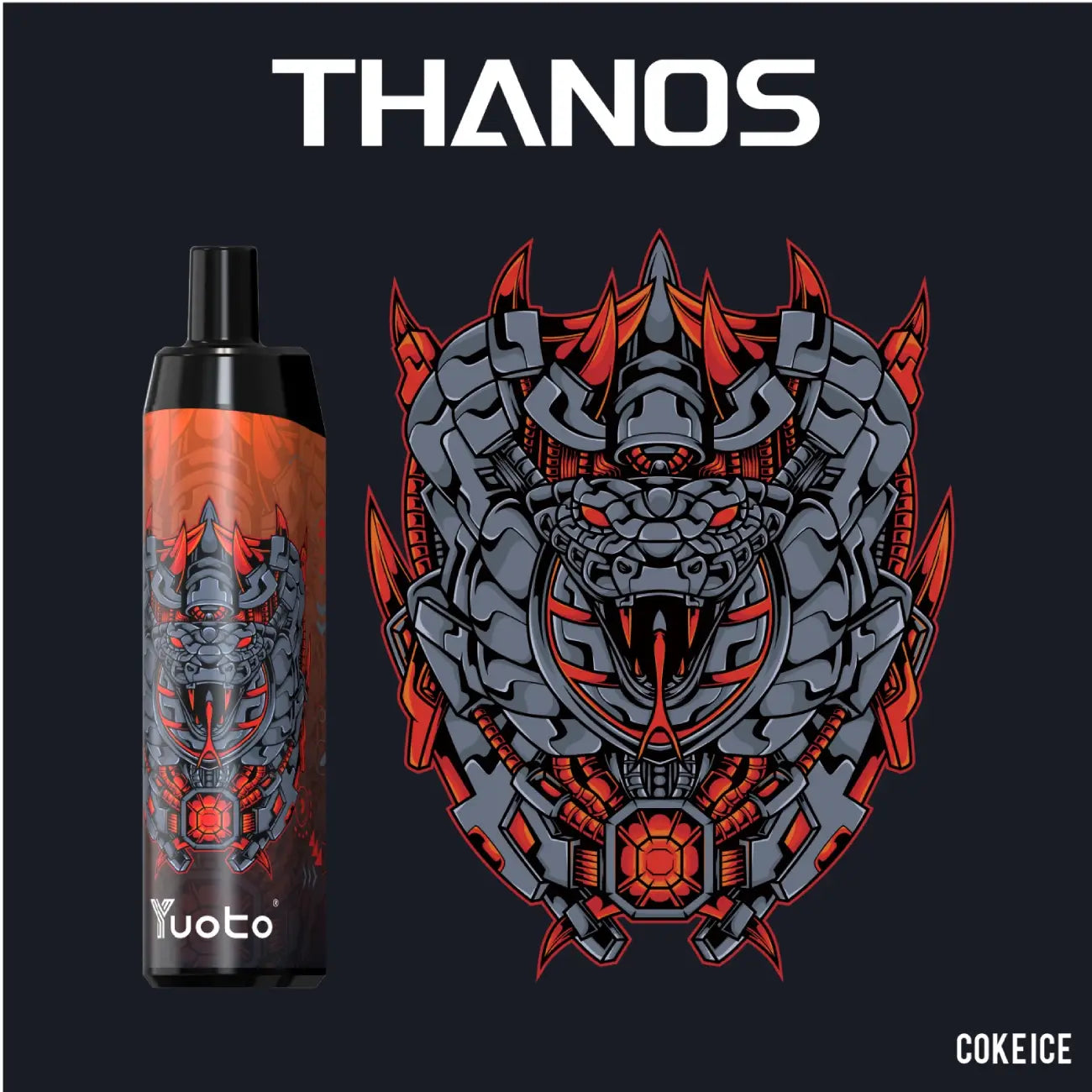 Vape Thanos laddningsbar med 5000 bloss-coke ice.