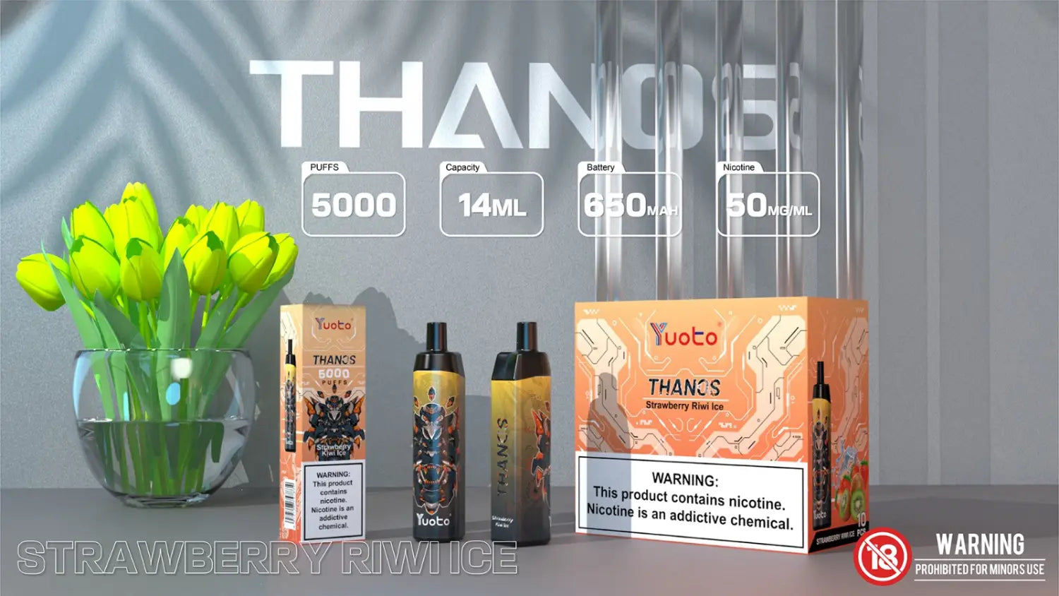 Thanos strawberry kiwi ice med 5000 bloss.