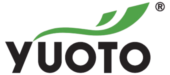 webbutikens Yuoto vape officiella logga. I grön svart och vitt färg.