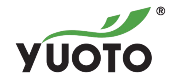 Yuoto logo i grön och vitt färg. Yuoto trademark.