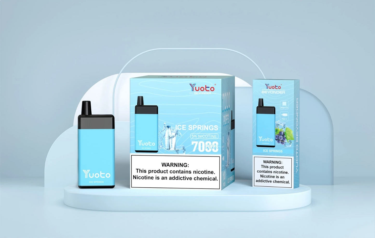 Vape med 7000 bloss och smak av friskt is kall källvatten.